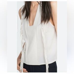 ZARA | cream sleeveless top with tassels